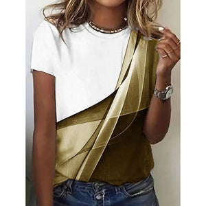 Women's T-shirt 3d Print Pattern Stitching Women's Short-sleeved Summer New Fashion Tops Simple Loose Harajuku Women's Clothing
