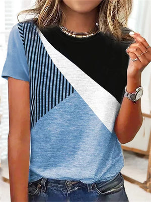 Women's T-shirt 3d Print Pattern Stitching Women's Short-sleeved Summer New Fashion Tops Simple Loose Harajuku Women's Clothing