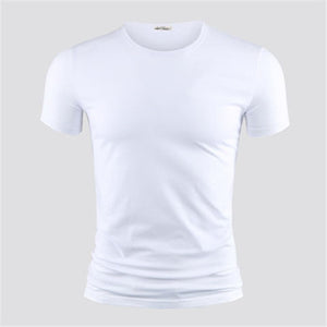 Men's T Shirt Pure Color V Collar Short Sleeved Tops Tees Men T-Shirt Black Tights Man T-Shirts Fitness For Male Clothes TDX01