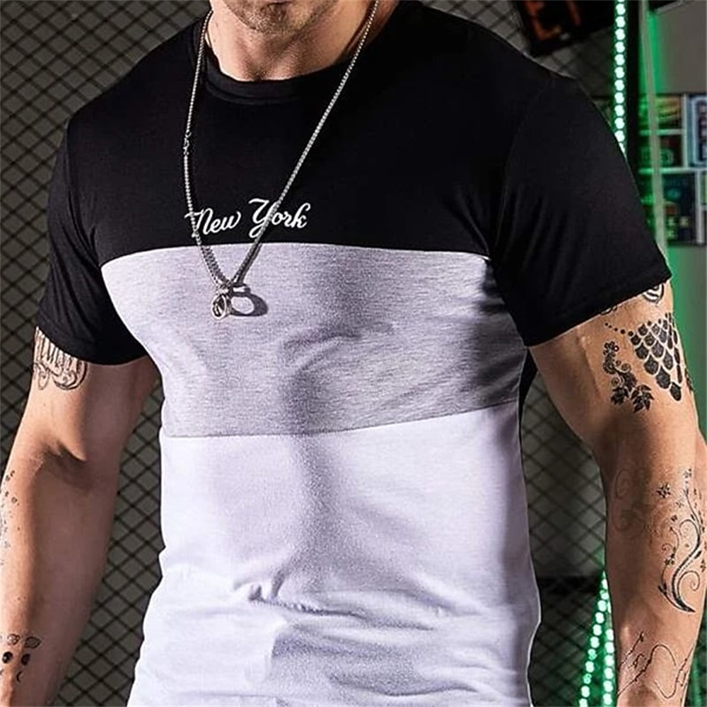 Men's Street T-shirt Summer Men's 3D Stripe Printing Short Sleeve Tops Fashion Everyday T Shirt Oversized Tee Shirt Men Clothing