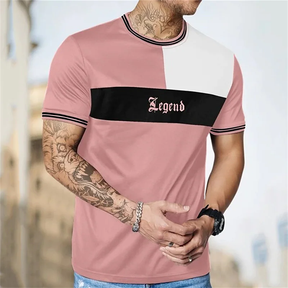 Men's Street T-shirt Summer Men's 3D Stripe Printing Short Sleeve Tops Fashion Everyday T Shirt Oversized Tee Shirt Men Clothing